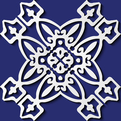 Seamless relief sculpture decoration retro pattern curve cross geometry flower crest