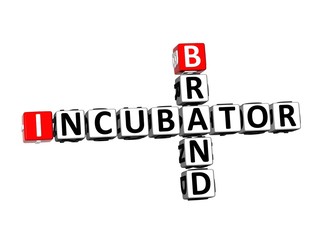 3D Rendering Crossword Incubator Brand Over White Background.