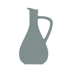 Olive oil bottle silhouette with vintage style. Vector illustration.