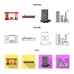 Isolated object of oil and gas sign. Set of oil and petrol stock symbol for web.