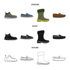 Vector design of shoe and footwear symbol. Collection of shoe and foot stock symbol for web.
