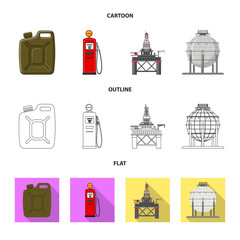 Vector illustration of oil and gas sign. Set of oil and petrol stock vector illustration.