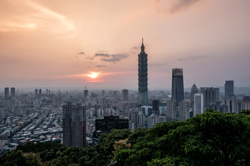 The beautiful view of Taipei, Taiwan city skyline