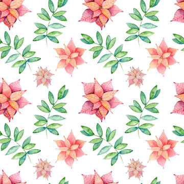 Christmas and New Year  watercolor seamless pattern