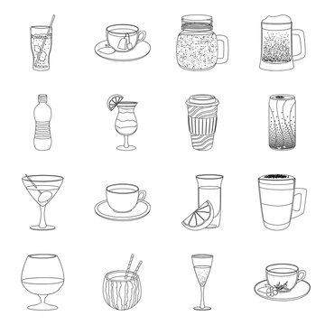 Isolated object of drink and bar symbol. Collection of drink and party stock vector illustration.