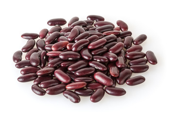 Heap of red kidney beans isolated on white background