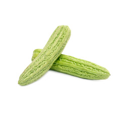 Close up of bitter melon on white background