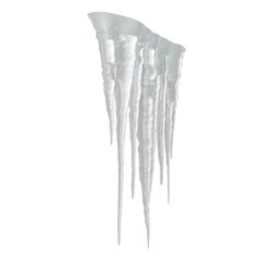 Ice icicles On White Background. 3D Illusration, Isolated