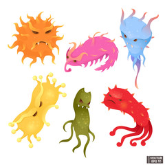 Сartoon bacteria character.