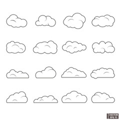 Fototapeta premium Set of linear cloud icons.