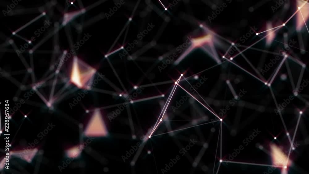 Poster camera zooming. interaction field. depth of field. magical glow. seamless loop.futuristic network.