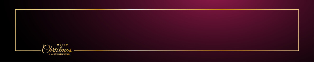 Fototapeta premium Header Merry Christmas text and golden frame, empty background