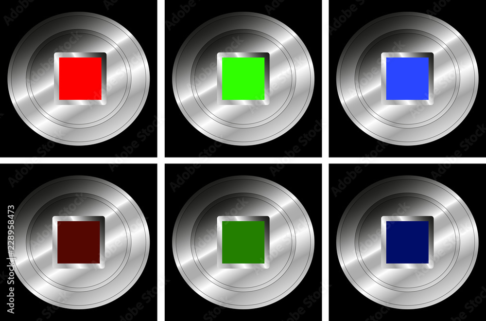 Poster set of push buttons for stop - vector