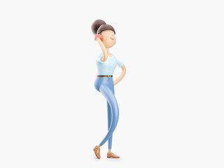 3d illustration. The girl is talking on the phone on the go