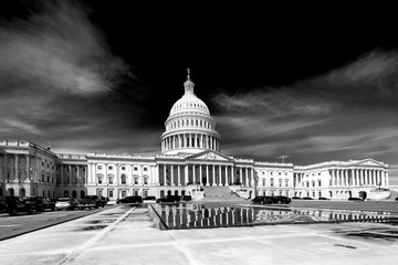 US Capitol Building After Snow in Black and White, Washington DC