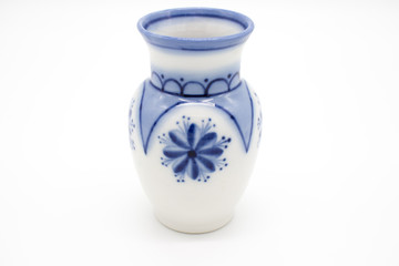 white-blue flower vase