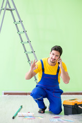 Young man doing home renovation 