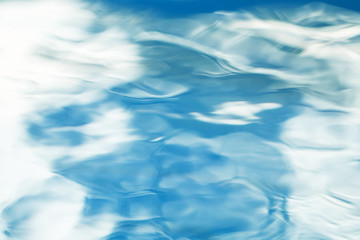 The smooth natural blue water background with bokeh  abstract on the sea or ocean,vintage and soft colored blur.