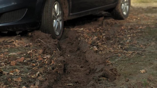 car stuck in the sand by the shore