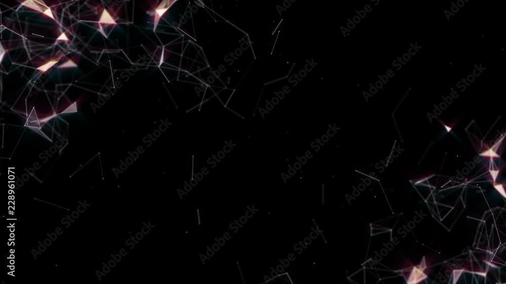 Poster two structures. depth of field. field of interaction. magical glow. seamless loop.futuristic network
