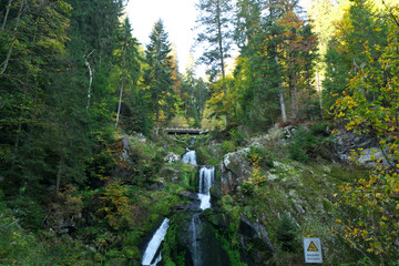 TBaden-Wurttemberg, Germany-October 12, 2018: Triberger Waterfall, the highest waterfall in...