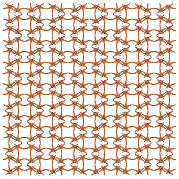 Red-knobbed starfish, Protoreaster linckii, in repeated pattern, in front of white background
