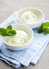 Ice cream with green mint