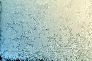 Winter frostwork on window glass