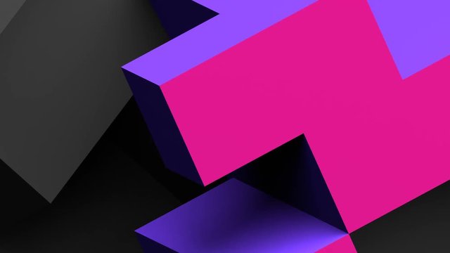 Abstract 3d rendering of moving geometric shapes. Modern looped animation background. Seamless motion design. 4k UHD