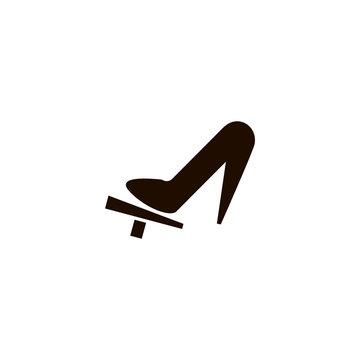 woman shoe on pedal icon. flat design
