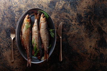 Smoked herring with dill.