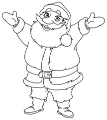 outlined cheerful santa