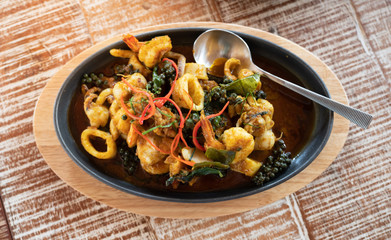 Stir Fried Squid and shrimp with Roasted Chili Paste