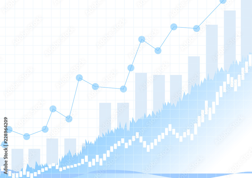 Poster vector : increasing business graph with grid on white background