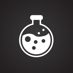 Chemical flask on black background icon
