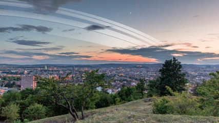 3D Illustration of planetary rings above the Earth © Pavel