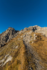 Colorful Autumn Mountain Landscape Panorama Views At Hochstadel In The Lienz Dolomites Between East Tyrol & Carinthia