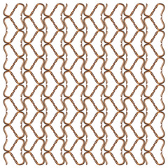 Common earthworm viewed from up high, Lumbricus terrestris, in repeated pattern, in front of white background