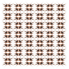 Broadbarred firefish, Pterois antennata, in repeated pattern, in front of white background