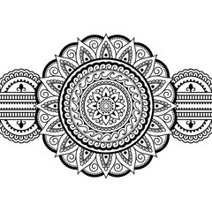 Seamless Mehndi flower pattern - mandala and border for Henna drawing and tattoo. Decoration in oriental, Indian style.