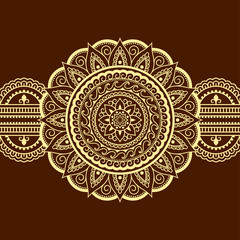 Seamless Mehndi flower pattern - mandala and border for Henna drawing and tattoo. Decoration in oriental, Indian style.