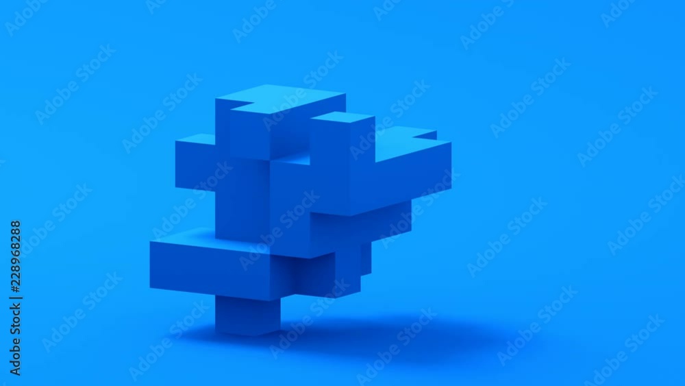 Poster abstract 3d rendering of shape from cubes. cgi looped animation. modern background with geometric co