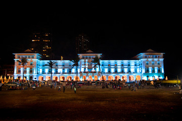 Galle Face Hotel in the night ,located on Gale beach in Colombo. Sri Lanka.