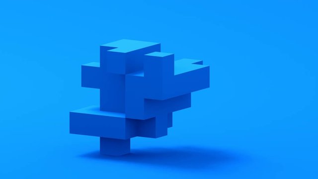 Abstract 3d rendering of shape from cubes. Cgi looped animation. Modern background with geometric composition. Balance concept. Seamless motion design. 4k UHD