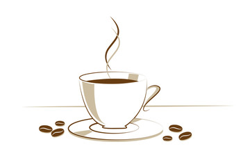 cup of coffee with coffee beans