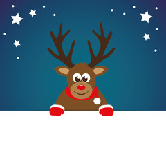 cute reindeer cartoon christmas postcard