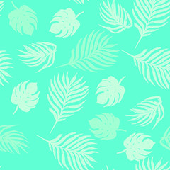 Fototapeta na wymiar Dynamic Hand Drawn Brush Shapes and Exotic Palm Leaves Print . Illustration for Surface , Invitation , Notebook, Banner , Wrap Paper ,Textiles, Cover, Magazine ,Postcard Background ,Textile,Fashion 