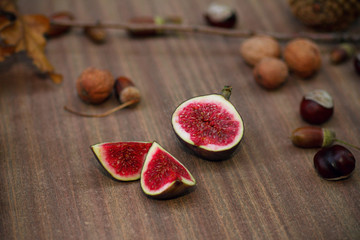 Fresh figs on a wooden table