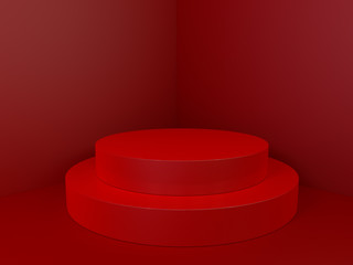 Beautiful wall and empty podium. 3D