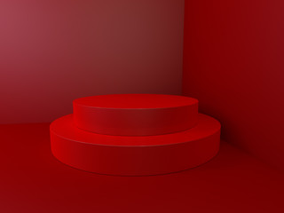 Beautiful wall and empty podium. 3D